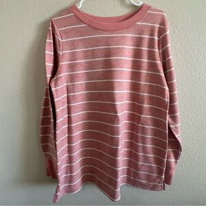 Croft & Barrow Coral and White Ribbed Trim Sweater